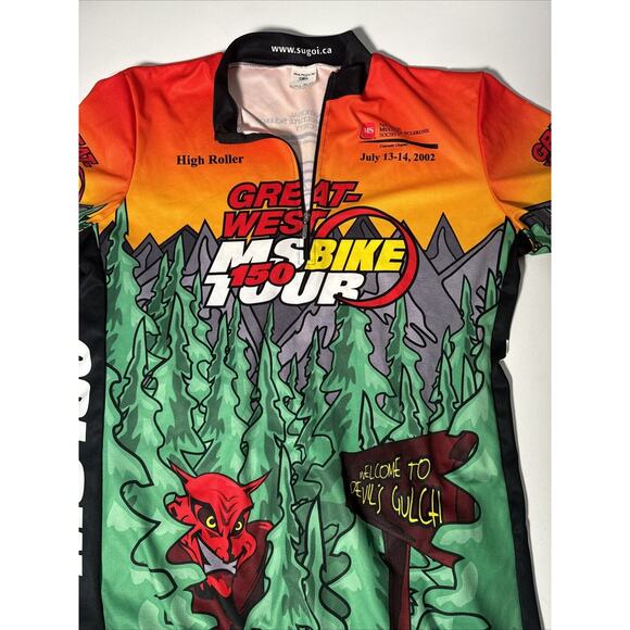 Sugoi Great-West MS 150 Bike Tour Cycling Jersey 2002 Devils Gulch 1/4 Zip XL - Picture 3 of 9